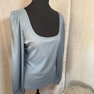 SHEIN Heather Grey/Blue Lightweight Ribbed Top ~ Size L ~